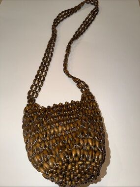 Vintage Giannini Brown Wooden Mini Shoulder Crossbody Bag